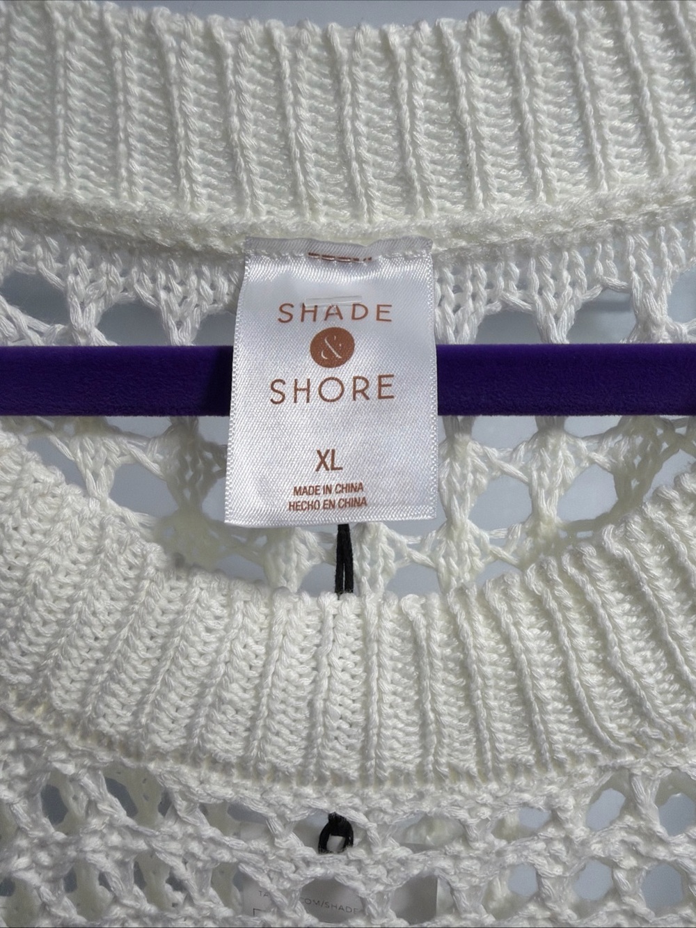 Shade & Shore Women's Crochet Cover Up Midi Dress Off-White XL (16) - Picture 7 of 7